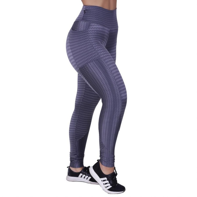 Calça Legging Orbis Fitness com Bolso Cirrê Textura Brilho - Feminina - Foto 1