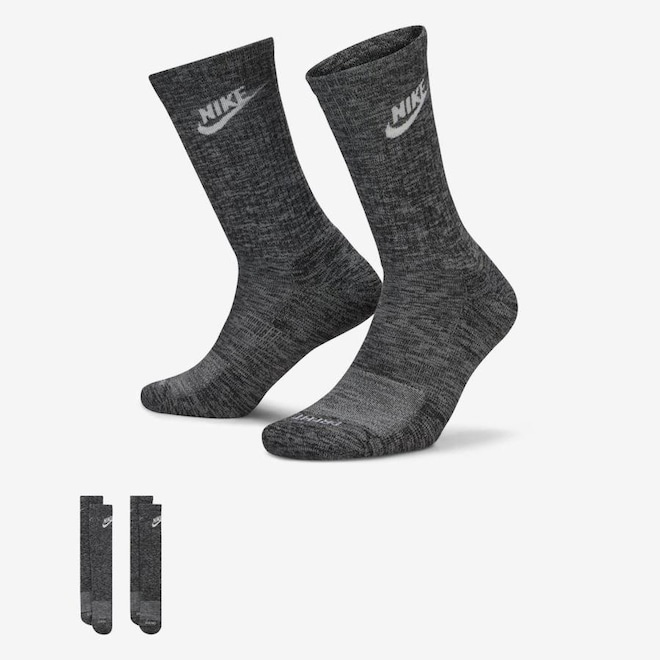 Kit de Meias Cano Alto Nike Everyday Plus Cushioned - Adulto - 2 Pares - Foto 1