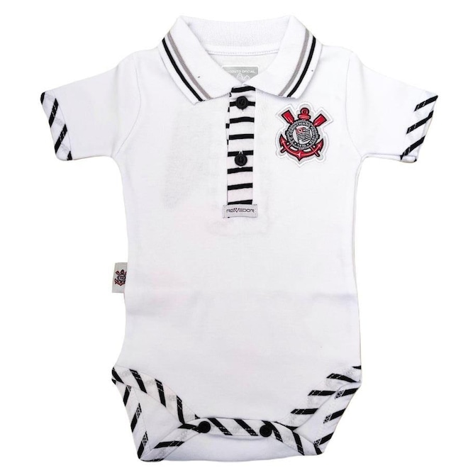 Body do Corinthians Polo Bebê Oficial Revedor - Infantil - Foto 1