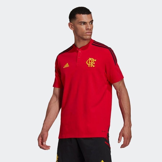 Camisa Polo de Treino do Flamengo Comissão adidas - Masculina - Foto 1