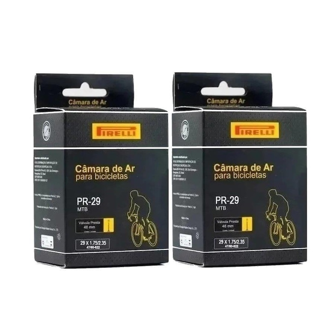 Par Câmara de Ar Pirelli 29 x 1.75/2.35 Válvula Presta 48 mm - Foto 1
