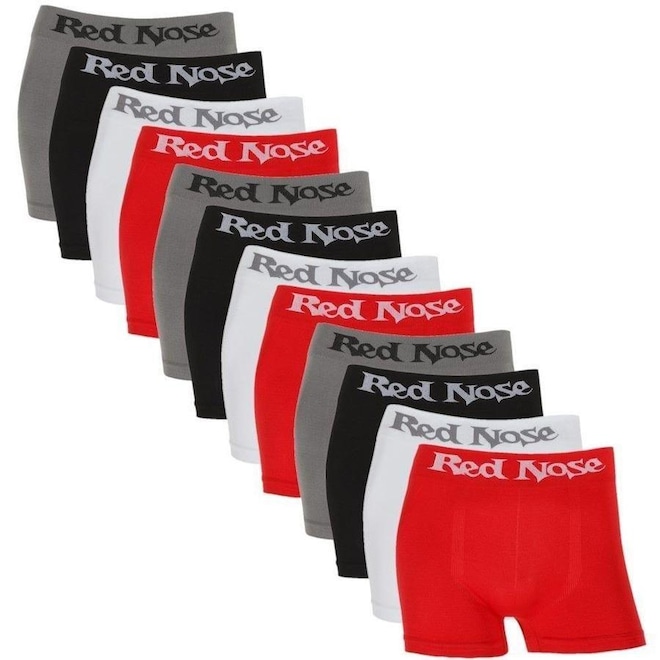 Kit Cuecas Boxer Red Nose Esportiva - 12 Peças - Masculina - Foto 1