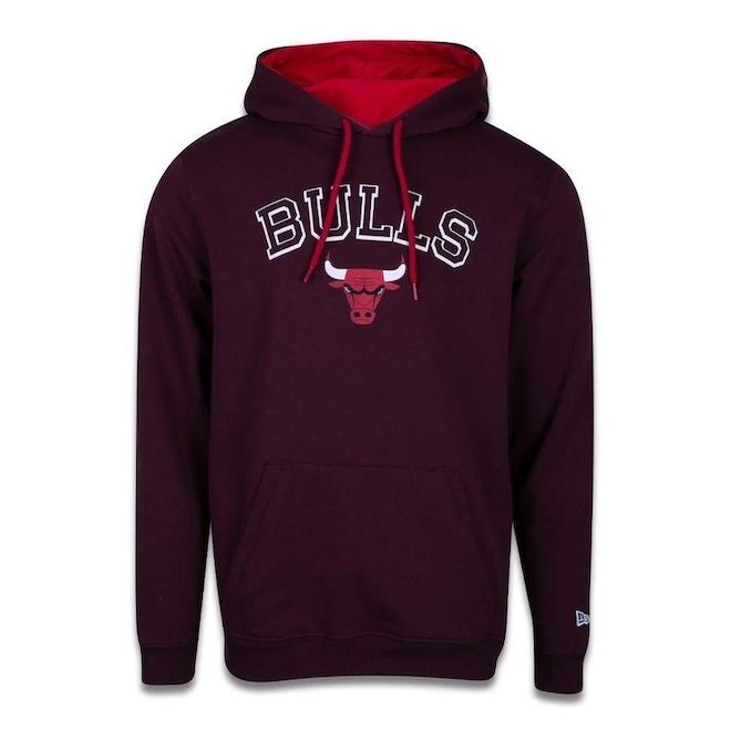 Blusão Com Capuz New Era Canguru Chicago Bulls Core College Letter - Masculino - Foto 1