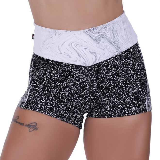 Shorts Orbis Fitness Recortes Poliamida Cós Alto - Feminino - Foto 1