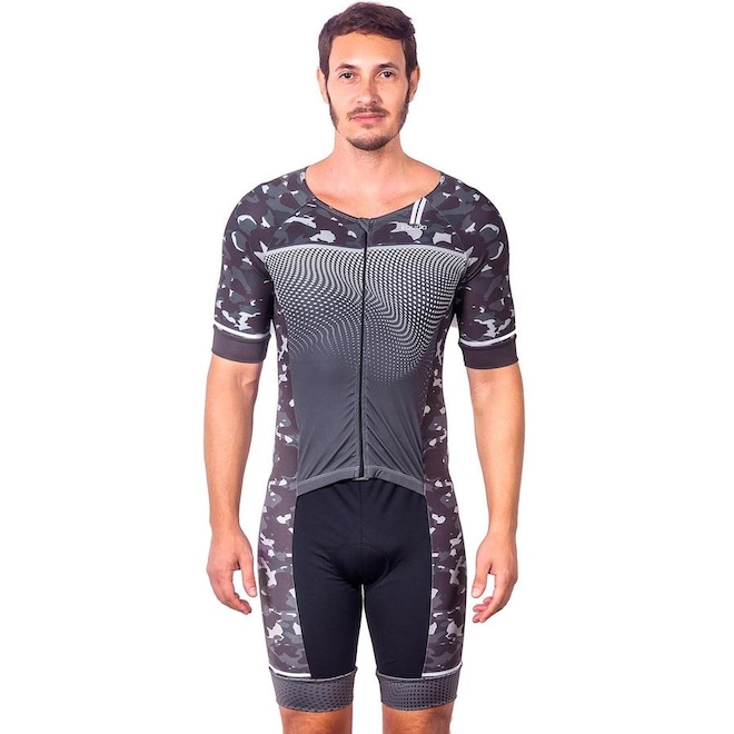 Macaquinho Kauna com Mangas Triathlon Elite Camuflado Proteção UV50+ - Masculino - Foto 1