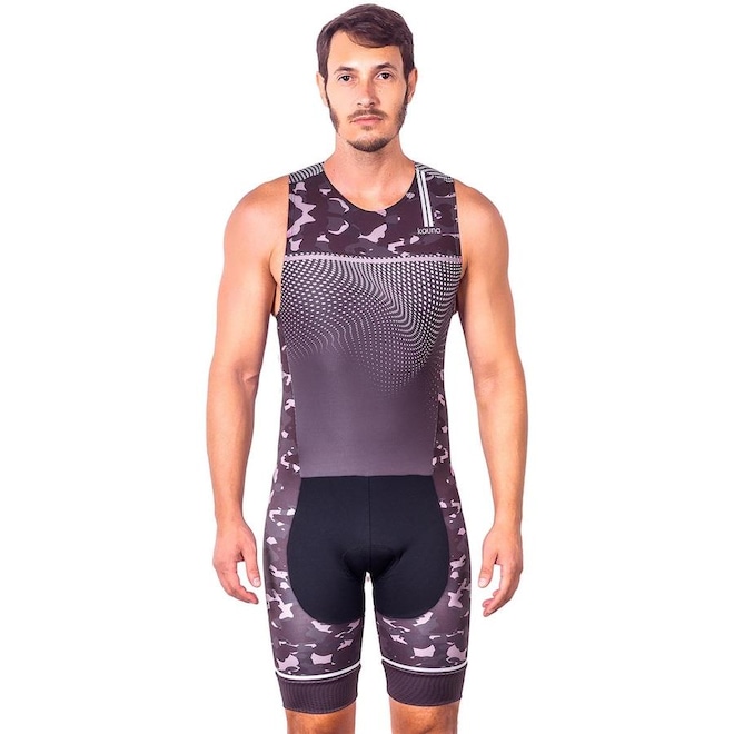 Macaquinho Kauna sem Mangas Triathlon Elite Camuflado Proteção UV50+ - Masculino - Foto 1