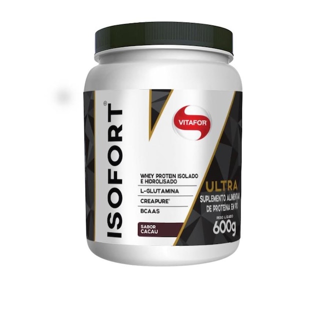 Whey Protein Isolado Vitafor Isofort Ultra 3 em 1 - Cacau - 600g - Foto 1