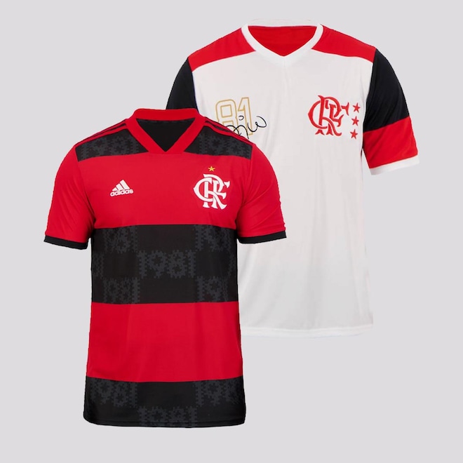 Kit de Camisas do Flamengo I 2021 adidas + Torcedor Retrô - Masculino - Foto 1