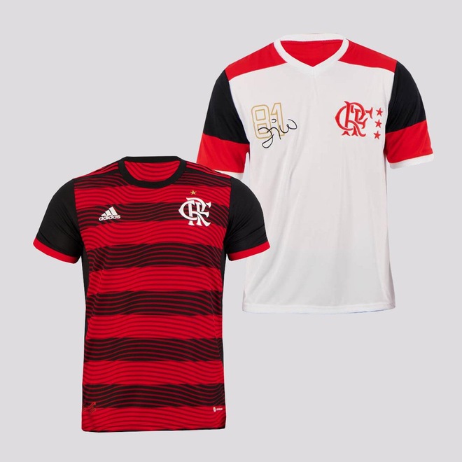 Kit Camisas do Flamengo I 2022 adidas + Licenciada Zico - Masculino - Foto 1