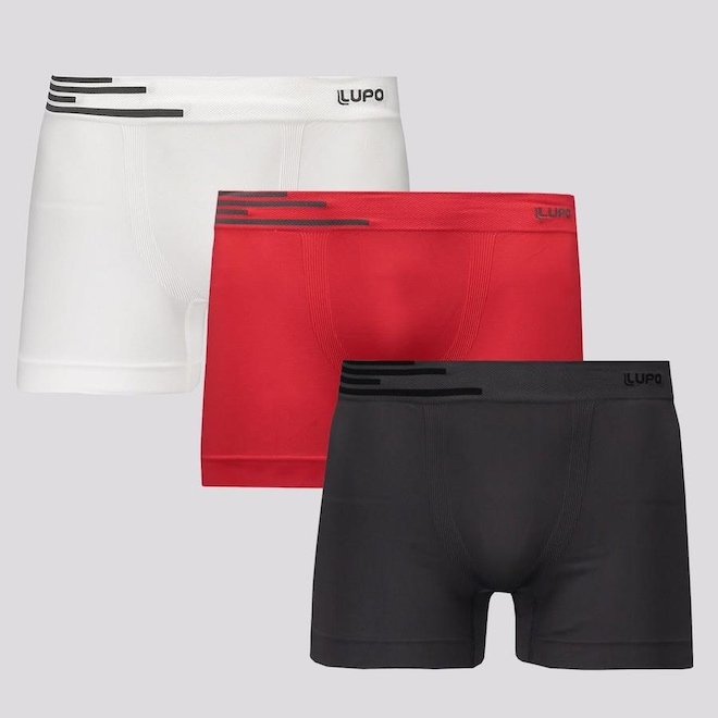Kit de Cuecas Boxer Lupo Fibercom 3 Unidades - Adulto - Foto 1