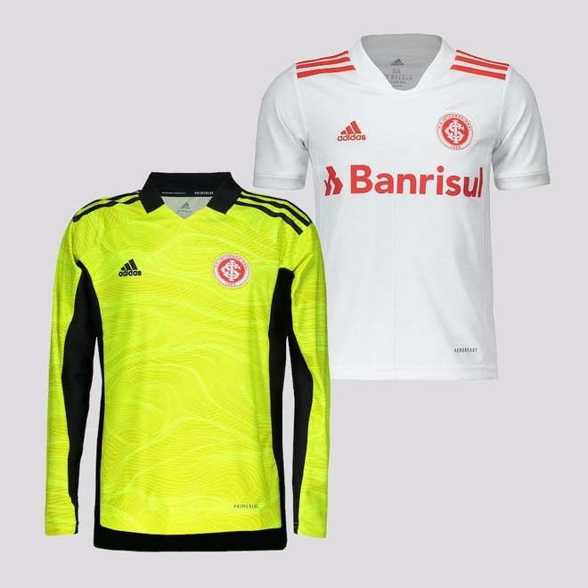 Kit de Camisa Internacional adidas Goleiro Manga Longa II 2021 + Camisa II 2021 - Infantil - Foto 1