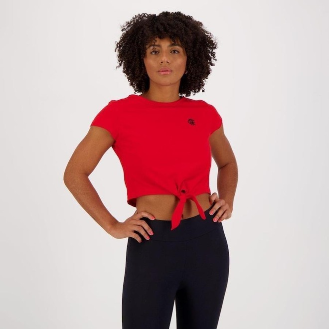 Camiseta Cropped do Flamengo Glisten - Feminina - Foto 1
