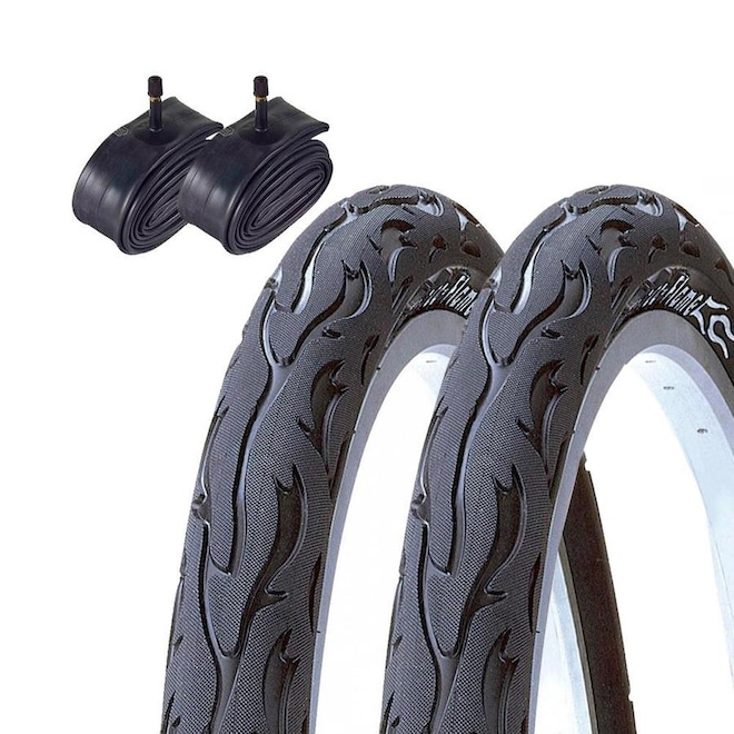 Par de Pneus Slick Kenda Flame 26 x 2.125 com Câmaras Kenda - Foto 1