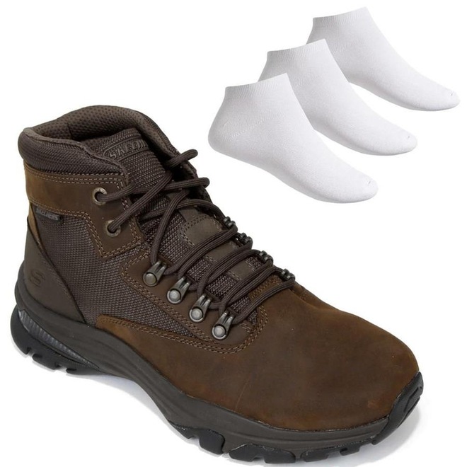 Kit Bota Skechers Ralcon Lorken + 3 Pares de Meias - Masculina - Foto 1