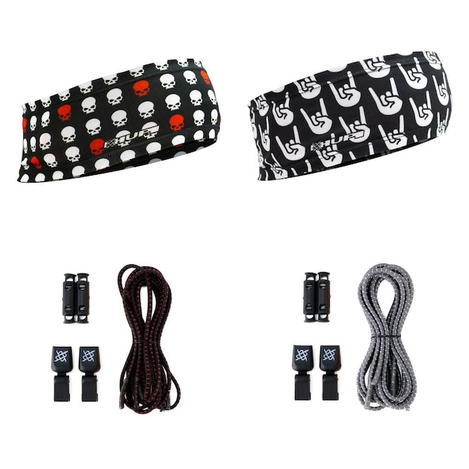 Kit com 2 Testeiras e 2 Cadarços Elásticos Rock - Foto 1