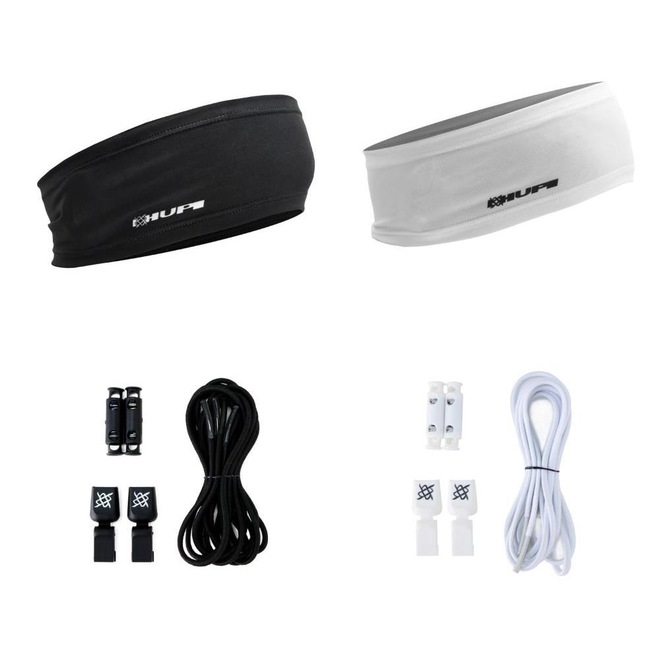 Kit com 2 Testeiras e 2 Cadarços Elásticos Branco e Preto - Foto 1