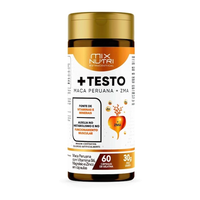 Maca Peruana + Zma Testo Aumento Do Libido Força Mix Nutri - 60 cápsulas - Foto 1