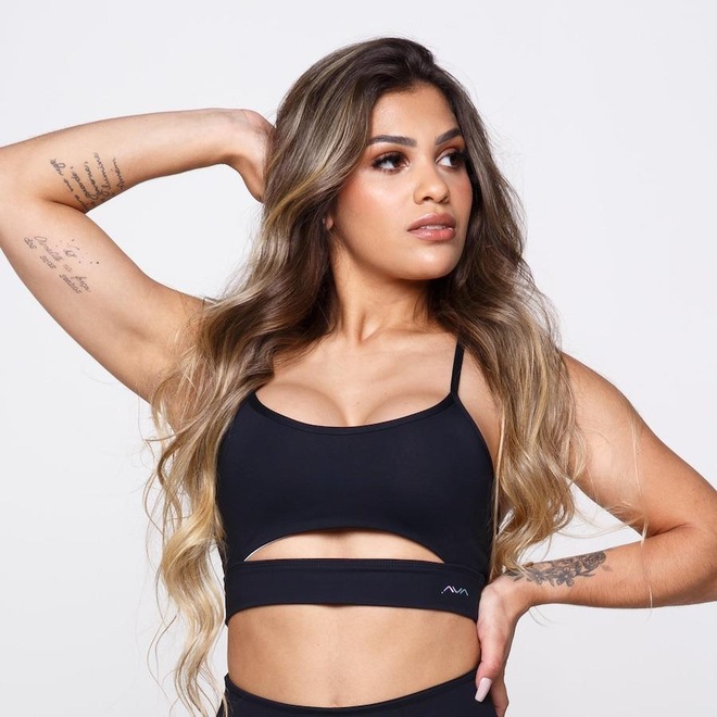 Top Fitness AVA Fitness Wear Suplex Poliamida com Abertura - Adulto - Foto 1