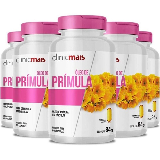 Kit Óleo de Prímula CháMais - 1000mg 60 Cápsulas - 5 Unidades - Foto 1