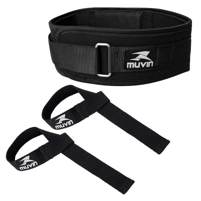 Kit Muvin Cinturão de Musculação + Strap de Musculação - Foto 1