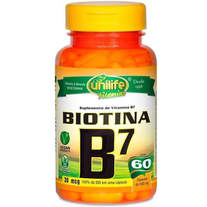 Vitamina B7 Biotina Unilife - 60 cápsulas - Foto 1