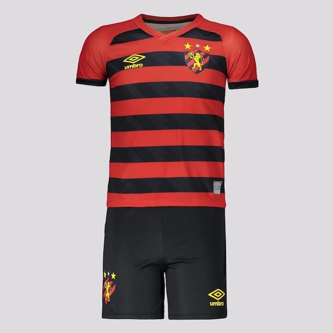 Kit de Uniforme de Futebol Infantil do Sport Club do Recife I 21 com Camisa e Calção Umbro - Foto 1
