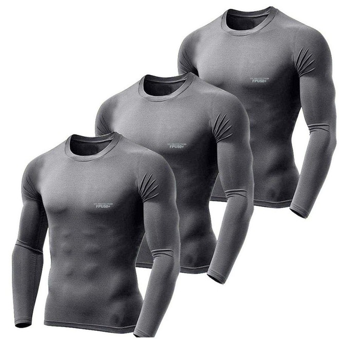 Camiseta Manga Longa LJ Térmica UV 50+ - 3 unidades - Masculina - Foto 1