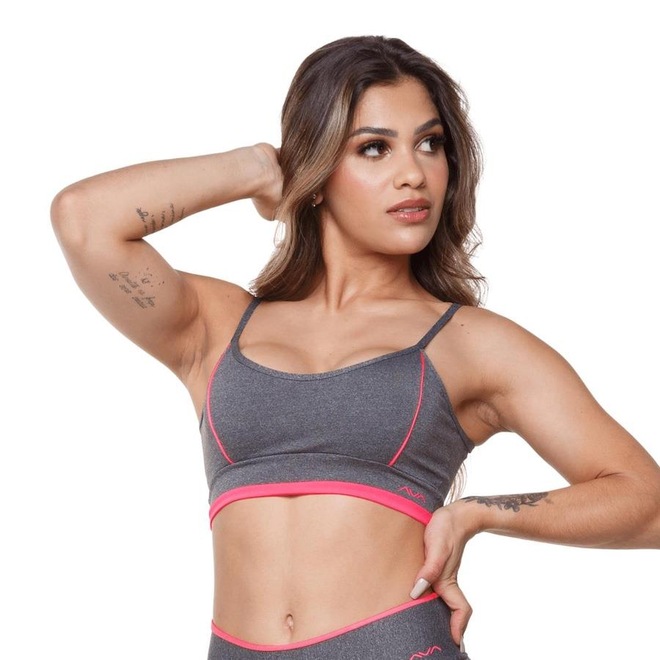 Top Fitness AVA Fitness Wear Mescla Com Vivo - Adulto - Foto 1