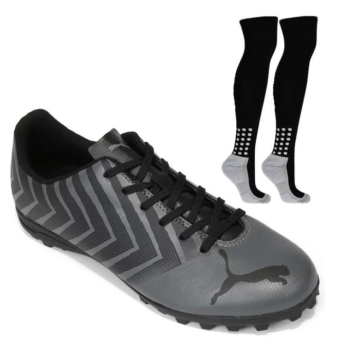 Kit Chuteira de Society Puma Tacto II + Meião Penalty - Adulto - Foto 1