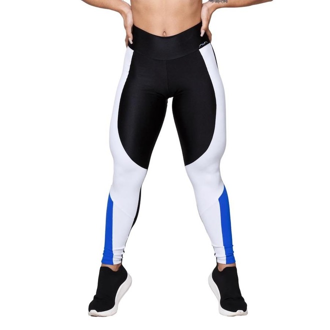 Calça Legging AVA Fitness Wear Poliamida Brilhosa Com Recorte - Feminina - Foto 1