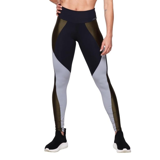 Calça Legging AVA Fitness Wear Suplex Poliamida Com Recorte - Feminina - Foto 1