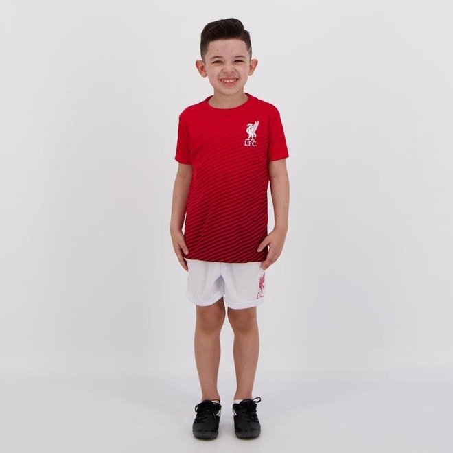 Kit de Uniforme de Futebol Infantil Liverpool com Camisa e Calção Xps - Foto 1