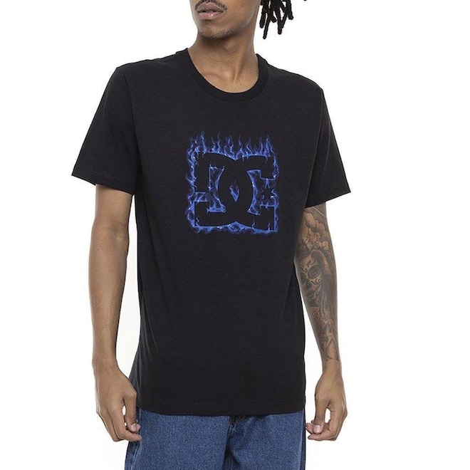 Camiseta DC Shoes Blue Flame - Masculina - Foto 1