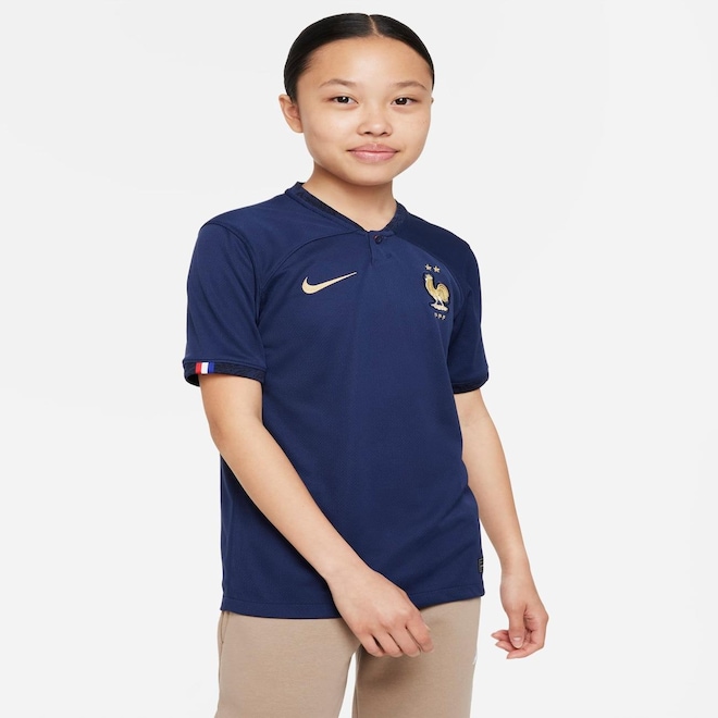 Camisa França I 22/23 Nike Torcedor Pro - Infantil - Foto 1