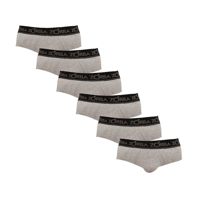 Kit de Cuecas Slip Zorba Comfort - Adulto - 6 unidades - Foto 1