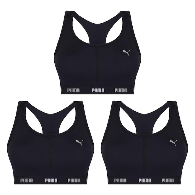 Kit Top Fitness Puma Nadador com Bojo - Feminino - 3 unidades - Foto 1