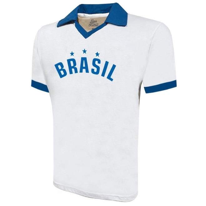 Camisa Liga Retrô Brasil Branco Estrelas 10 - Masculina - Foto 1