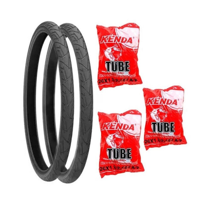 Par de Pneus Bike Praieiro Levorin Aro 26x1.95 + 3 Câmaras Kenda - Foto 1