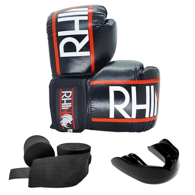 Kit de Boxe Rhino com Luvas + Bandagem + Bucal - Foto 1