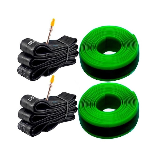 Kit de 2 Câmara de Ar MTB Pirelli Aro 29 48mm Schrader Bico Fino + 2 Fita Anti Furo - Foto 1