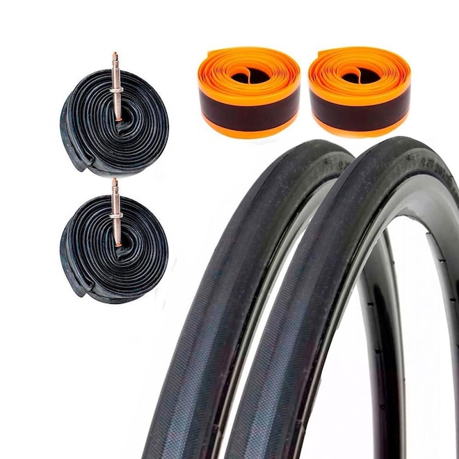 Kit de 1 Par de Pneus Pirelli Corsa Pro Kevlar 700x23 + 2 Câmaras Bico Fino Kenda + 2 Fitas Anti Furo - Foto 1