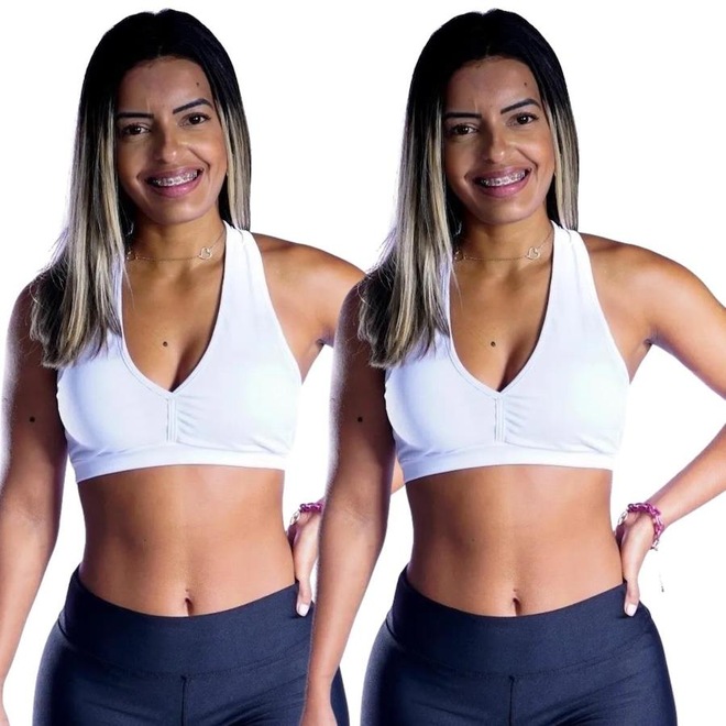 Kit de Top Fitness com Bojo Belmento Nadador - Feminino - 2 Unidades - Foto 1