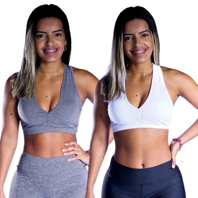 Kit de Top Fitness com Bojo Belmento Nadador - Feminino - 2 Unidades - Foto 1
