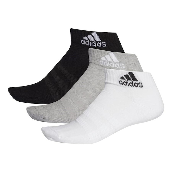 Meia Cano Médio adidas Cushioned Ankle - 3 pares - Masculina - Foto 1