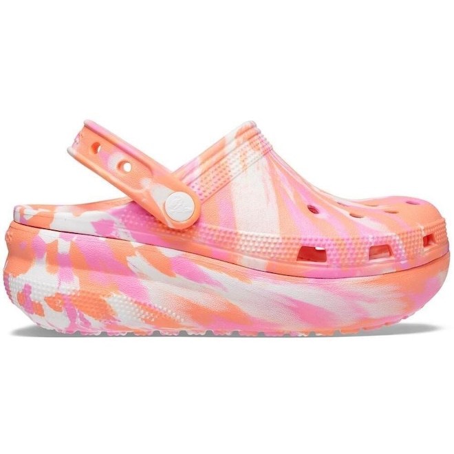 Sandália Crocs Marbled Cutie Clog Papaya Multi - Infantil - Foto 1