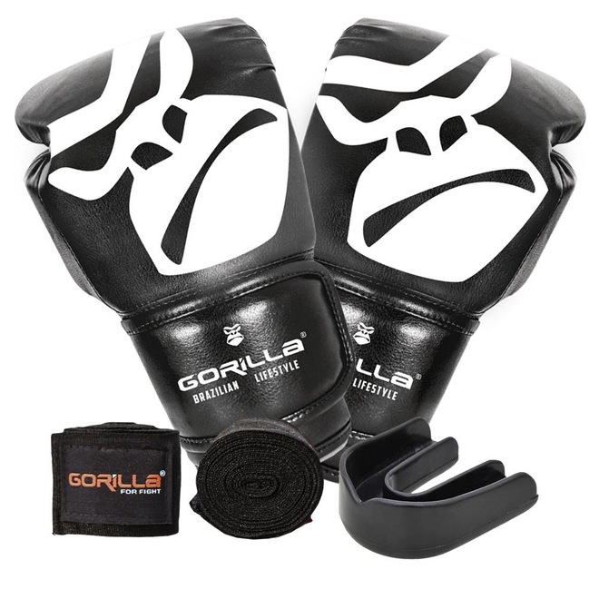 Luva Muay Thai 12 Oz + Bandagem Elástica + Protetor Bucal Gorilla - Foto 1