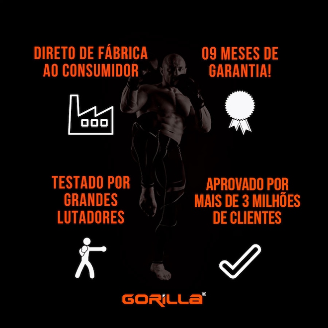 Kit Boxe Luva 12 Oz + Bandagem Elástica + Protetor Bucal Moldável Gorilla - Foto 1