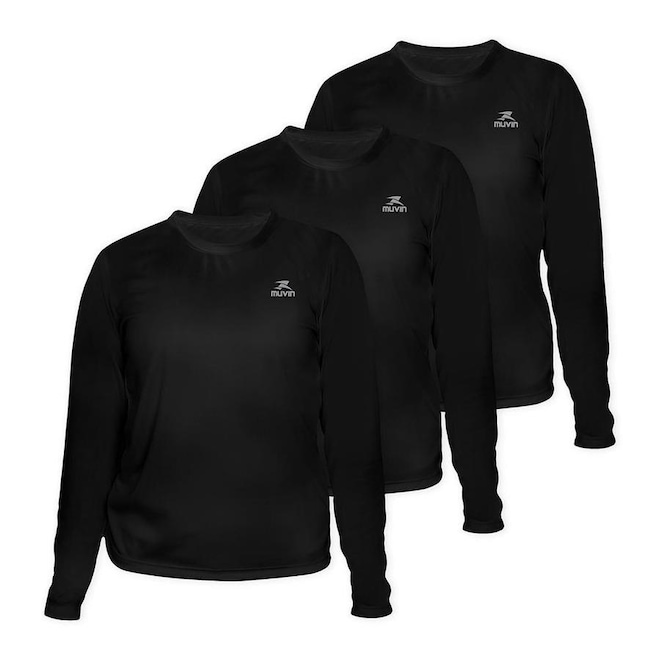 Camiseta Muvin Dry Basic LS Manga Longa FPS50 - Feminino - 3 Unds - Foto 1