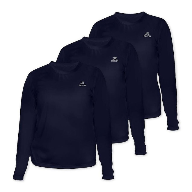 Camiseta Muvin Dry Basic LS Manga Longa FPS50 - Feminino - 3 Unds - Foto 1