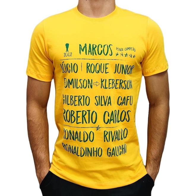 Camisa Brasil Retro Escalação Penta 2002 RetroMania - Masculina - Foto 1